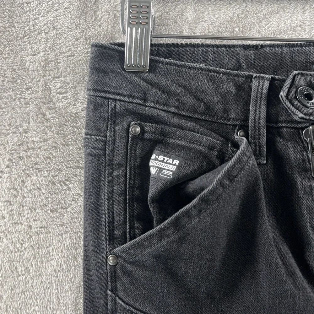 G-Star RAW 5620‎ Zip Custom Jeans Womens Size 25x32 Black Skinny Biker Moto